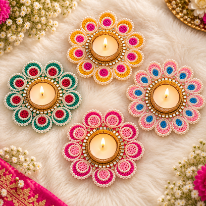 Meher Beaded Tealight Holder - Set of 2