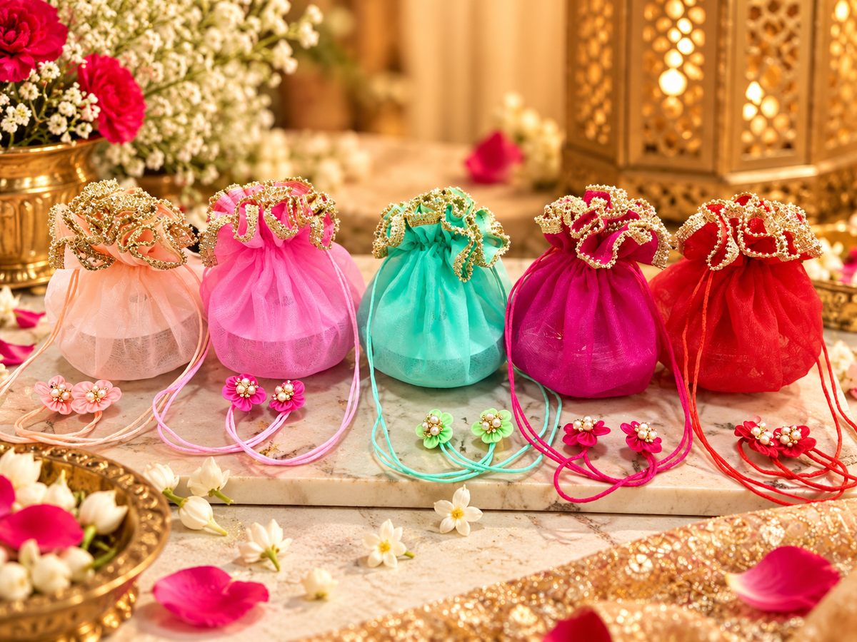 Gulbahar Organza Momo Potli