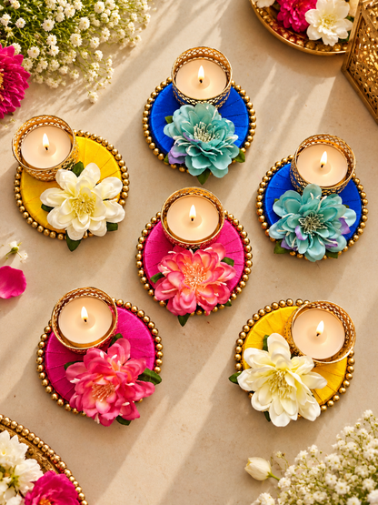 Floral Glow Tealight Holder - Set of 2