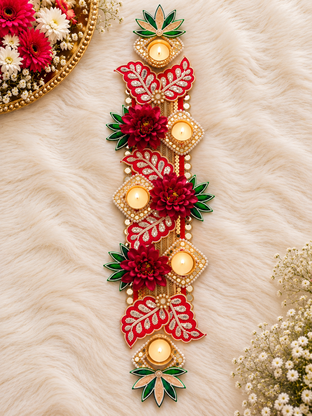 Gulmohar Tealight Runner - Set of 3