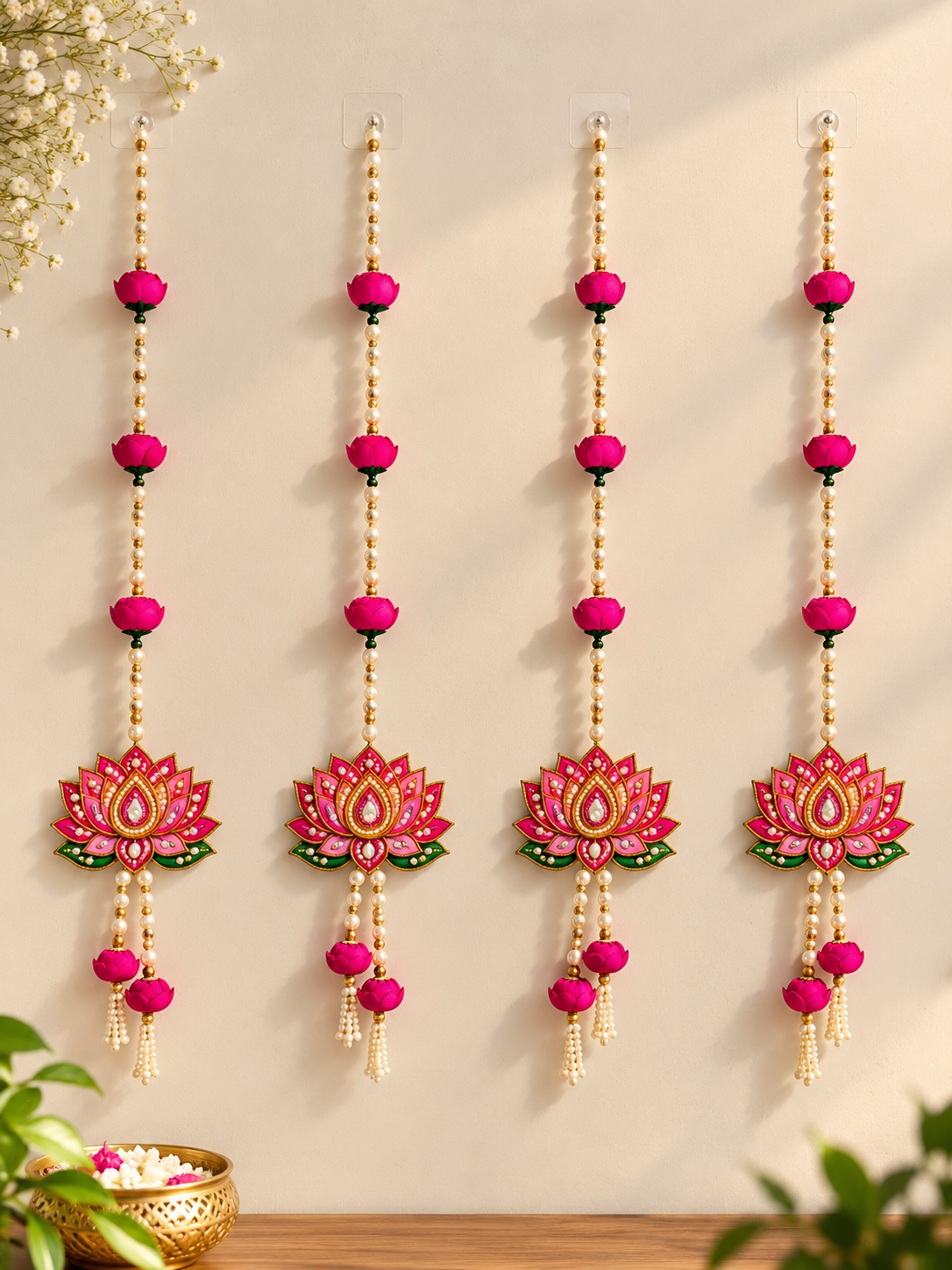 Lotus Pearl Wall Hanging – Set of 4