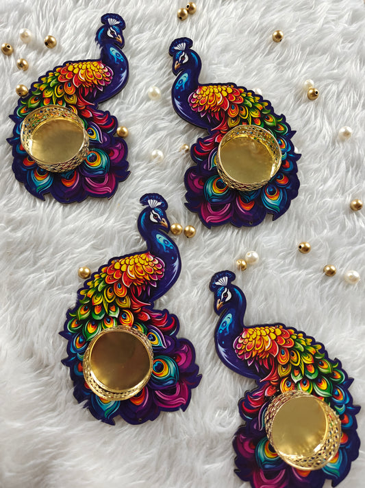 Peacock Aura Tealight Holders – Set of 2