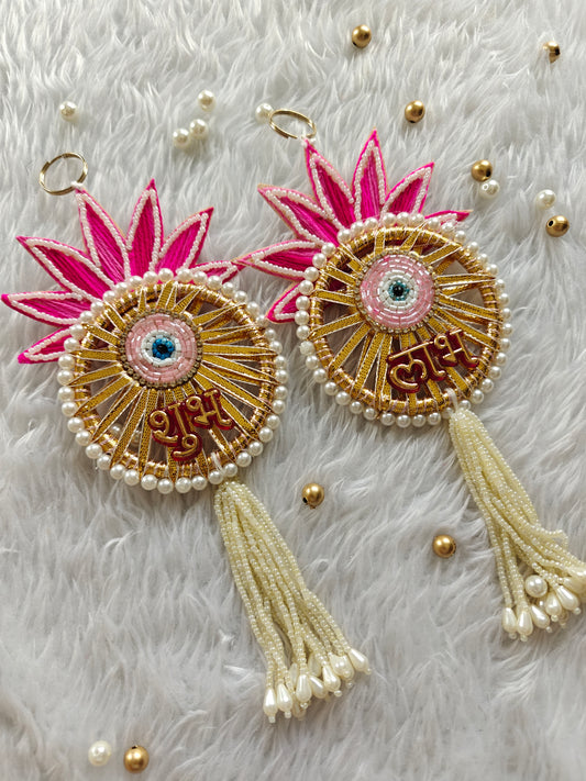 Lotus and Evil Eye Shubh Labh Pair