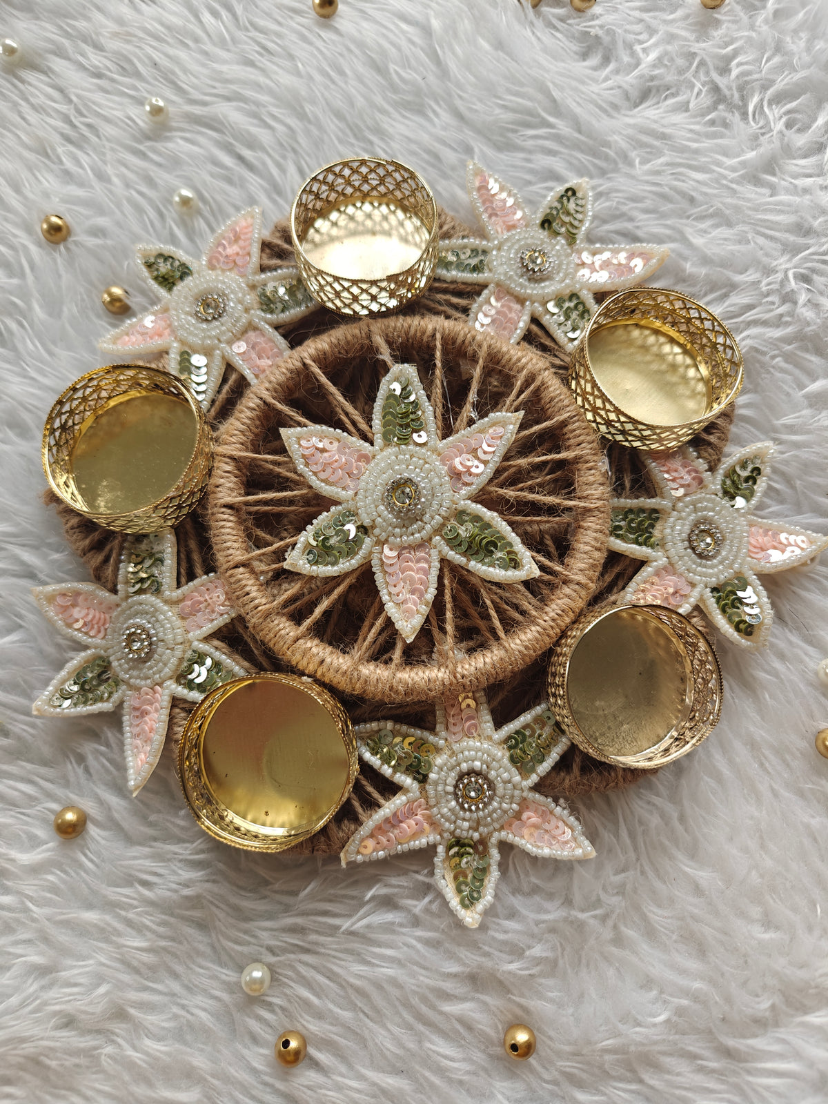 8" Blush Bloom Tealight Rangoli