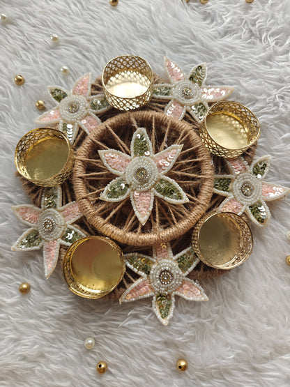 8" Blush Bloom Tealight Rangoli