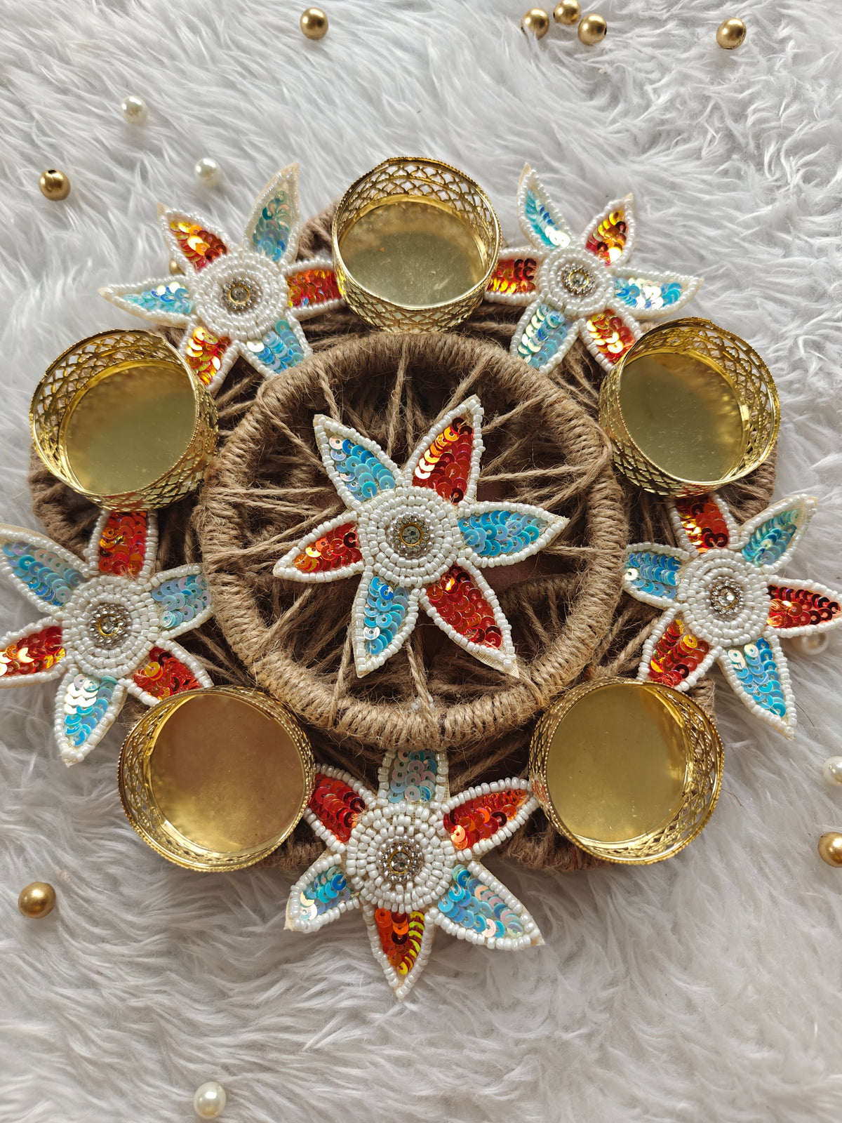 8" Blush Bloom Tealight Rangoli