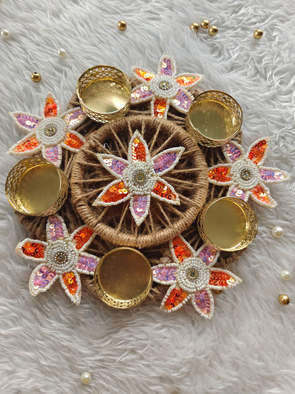 8" Blush Bloom Tealight Rangoli