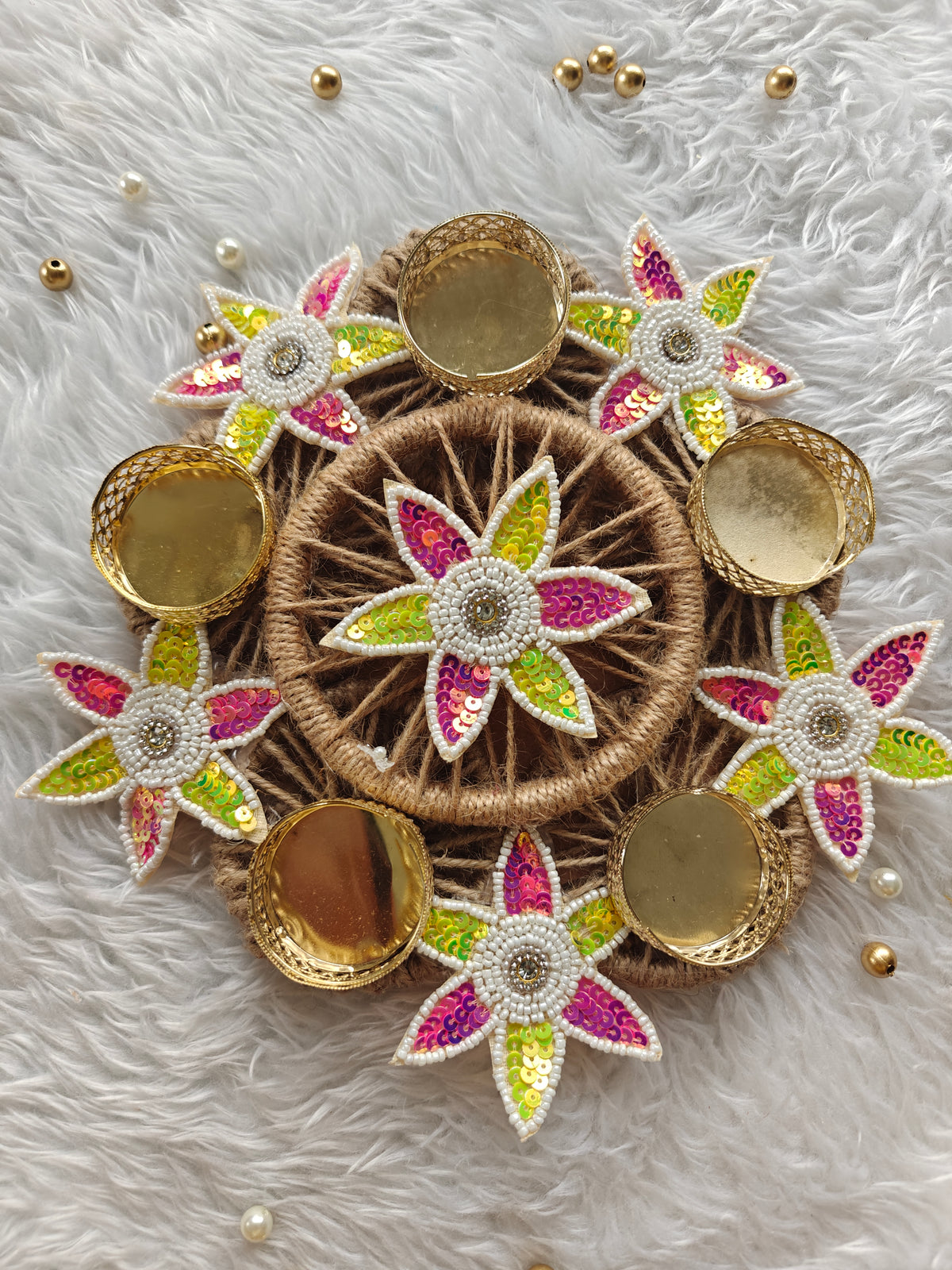 8" Blush Bloom Tealight Rangoli