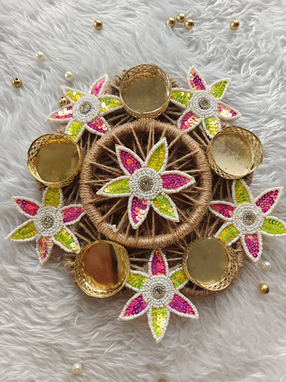 8" Blush Bloom Tealight Rangoli