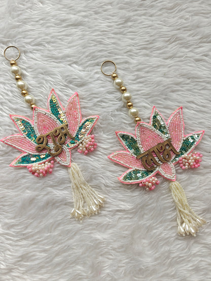 Sequin Lotus Shubh Labh Pair