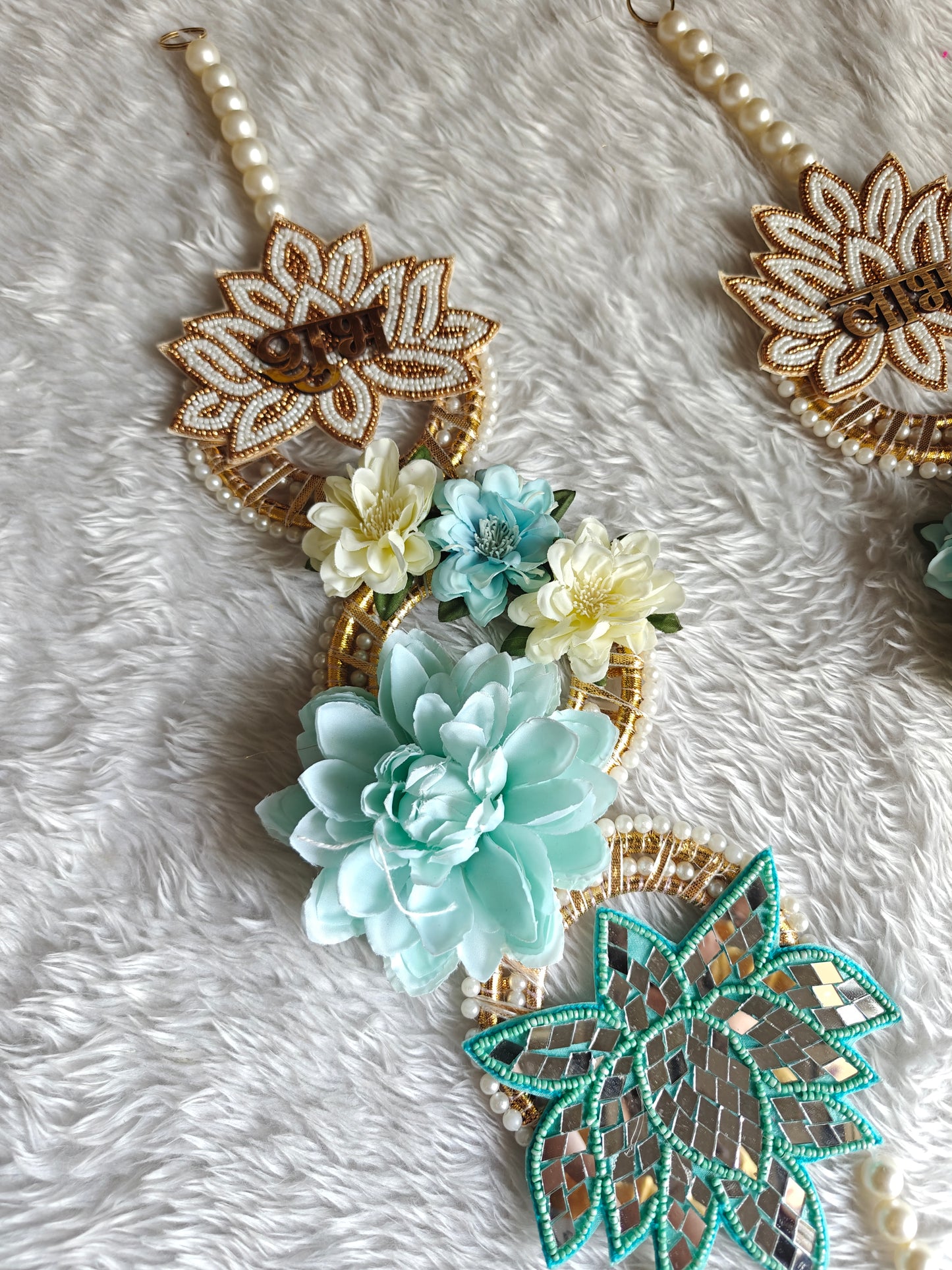 Shubh Labh Floral Latkan Pair with Lotus & Evil Eye