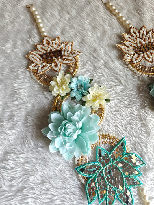 Shubh Labh Floral Latkan Pair with Lotus & Evil Eye