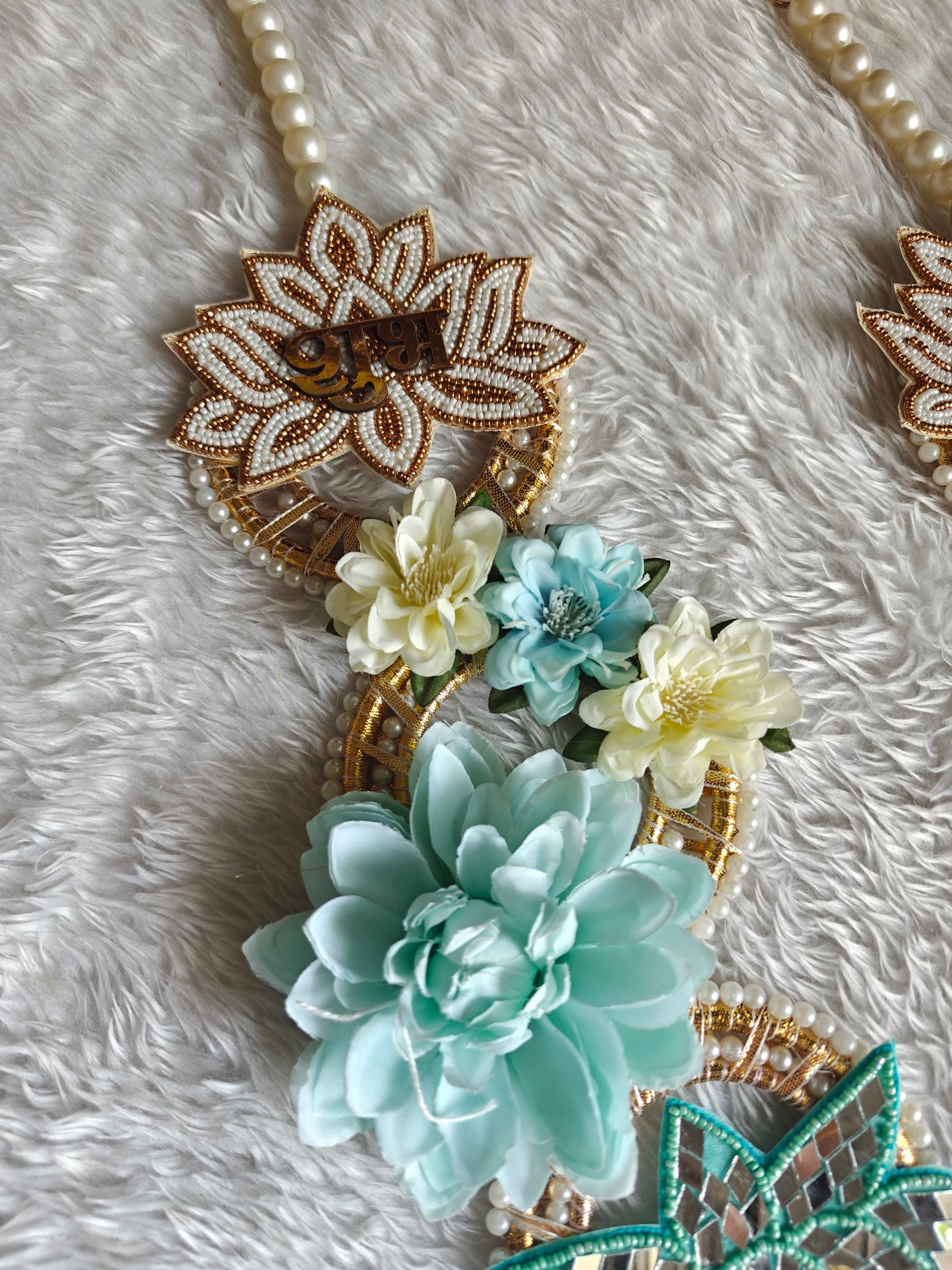 Shubh Labh Floral Latkan Pair with Lotus & Evil Eye