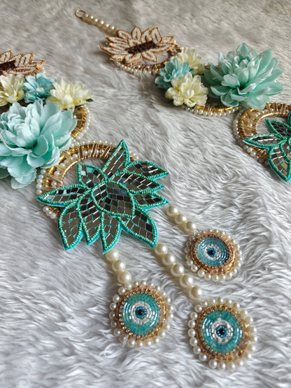 Shubh Labh Floral Latkan Pair with Lotus & Evil Eye