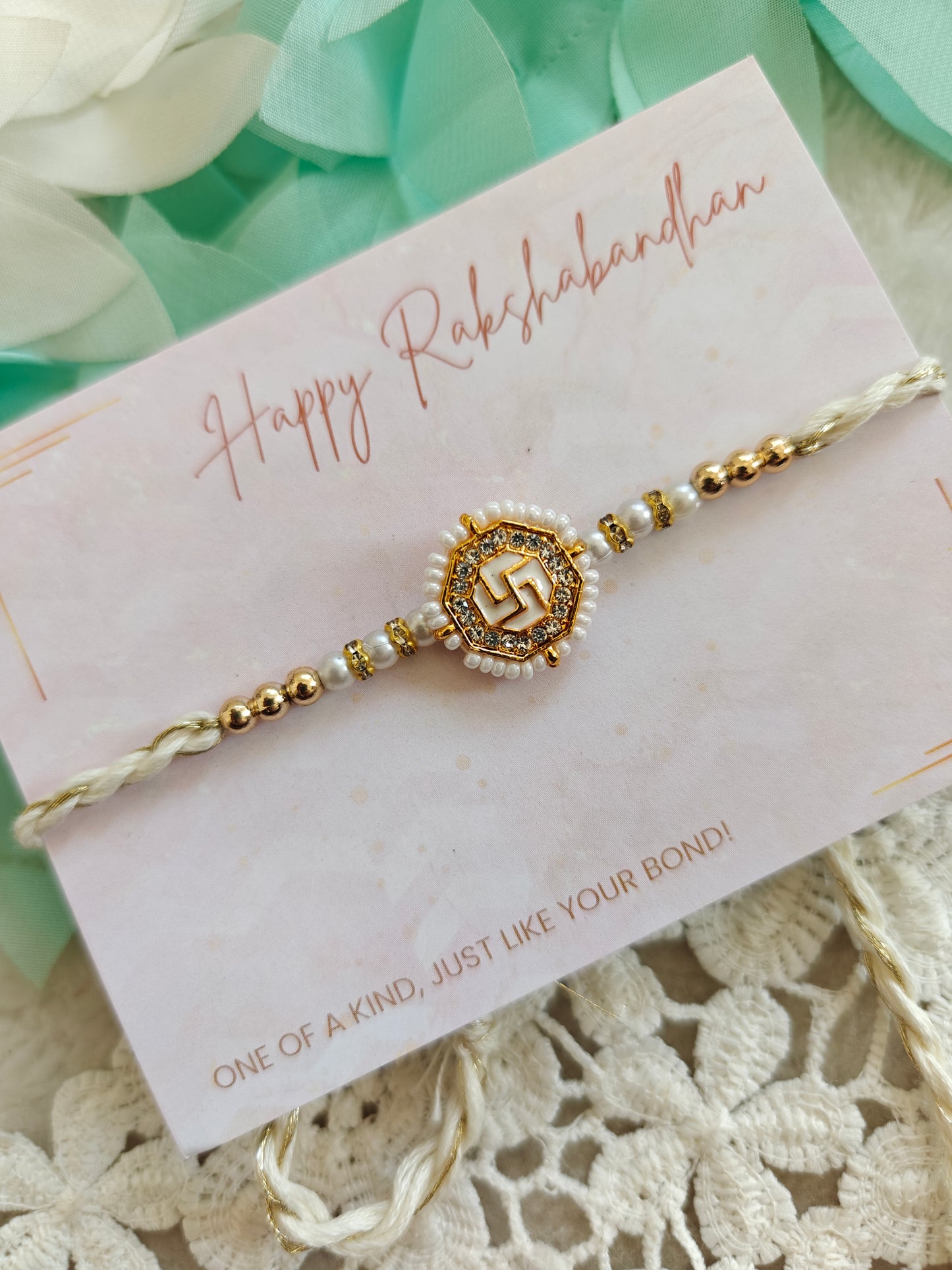 Auspicious Swastik Kundan Rakhi