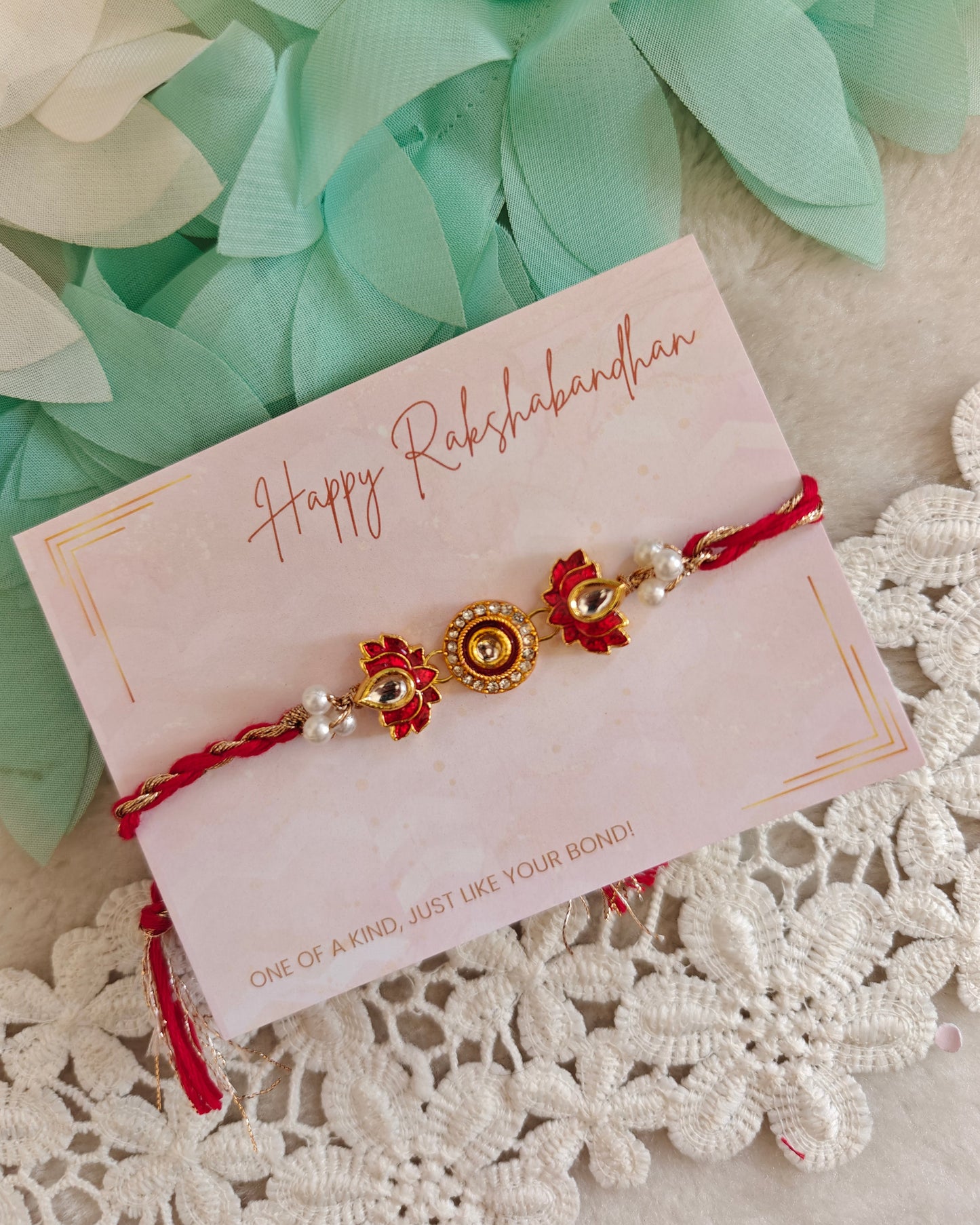 Lotus Kundan Rakhi