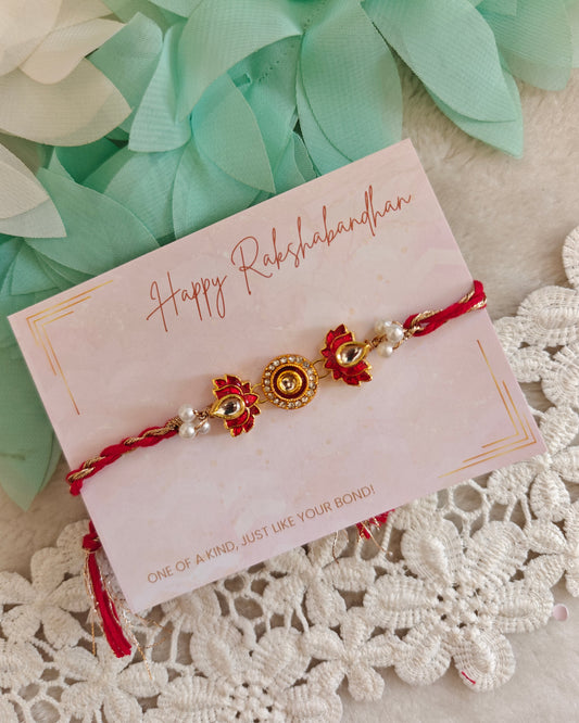 Lotus Kundan Rakhi