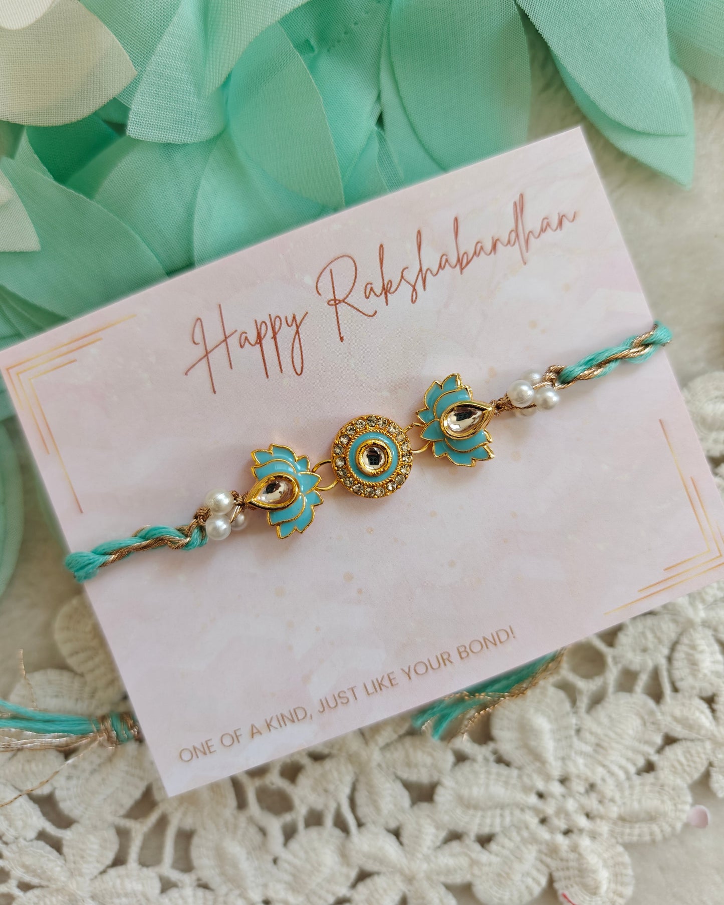 Lotus Kundan Rakhi