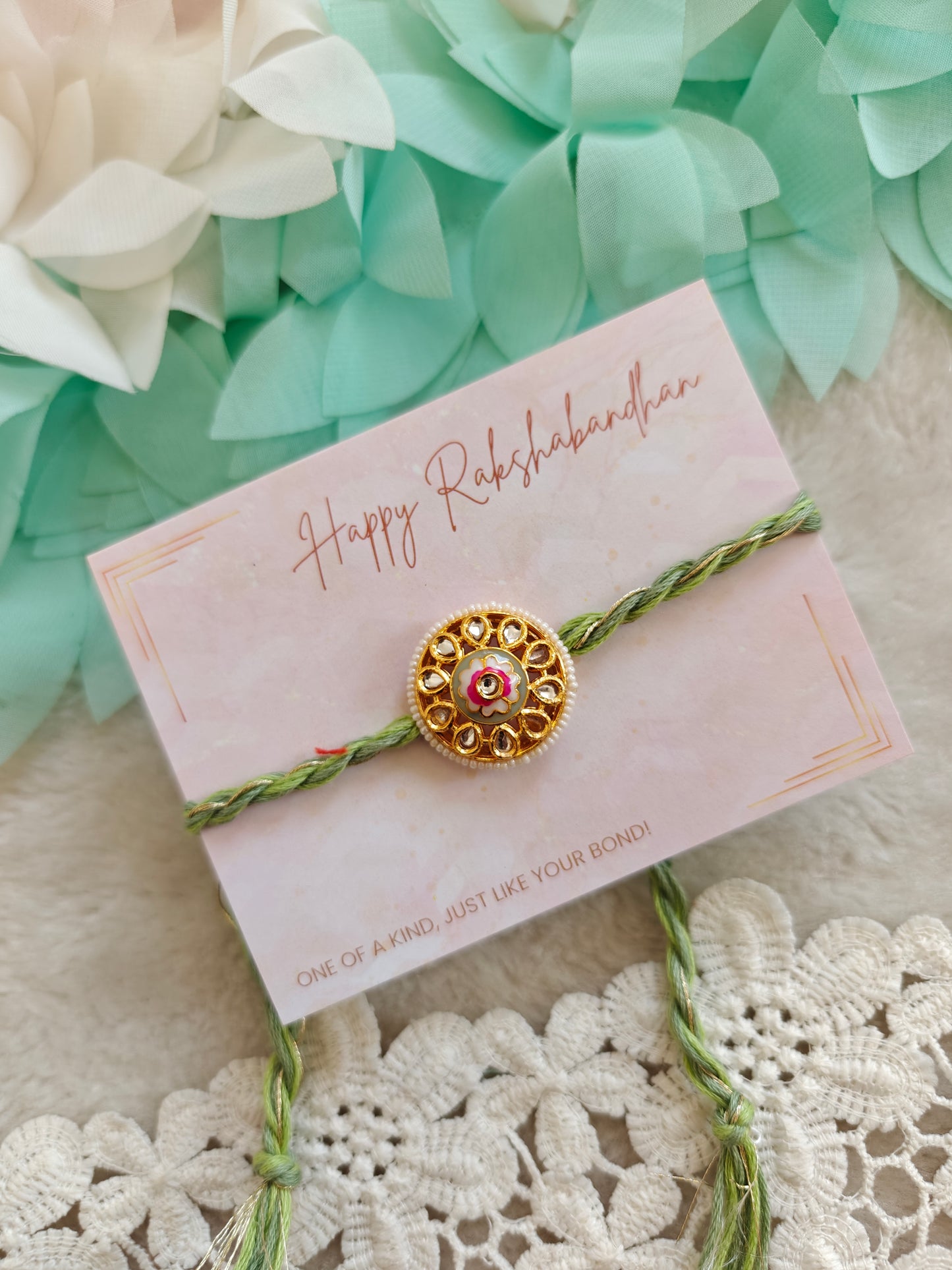 Floral Halo Kundan Rakhi