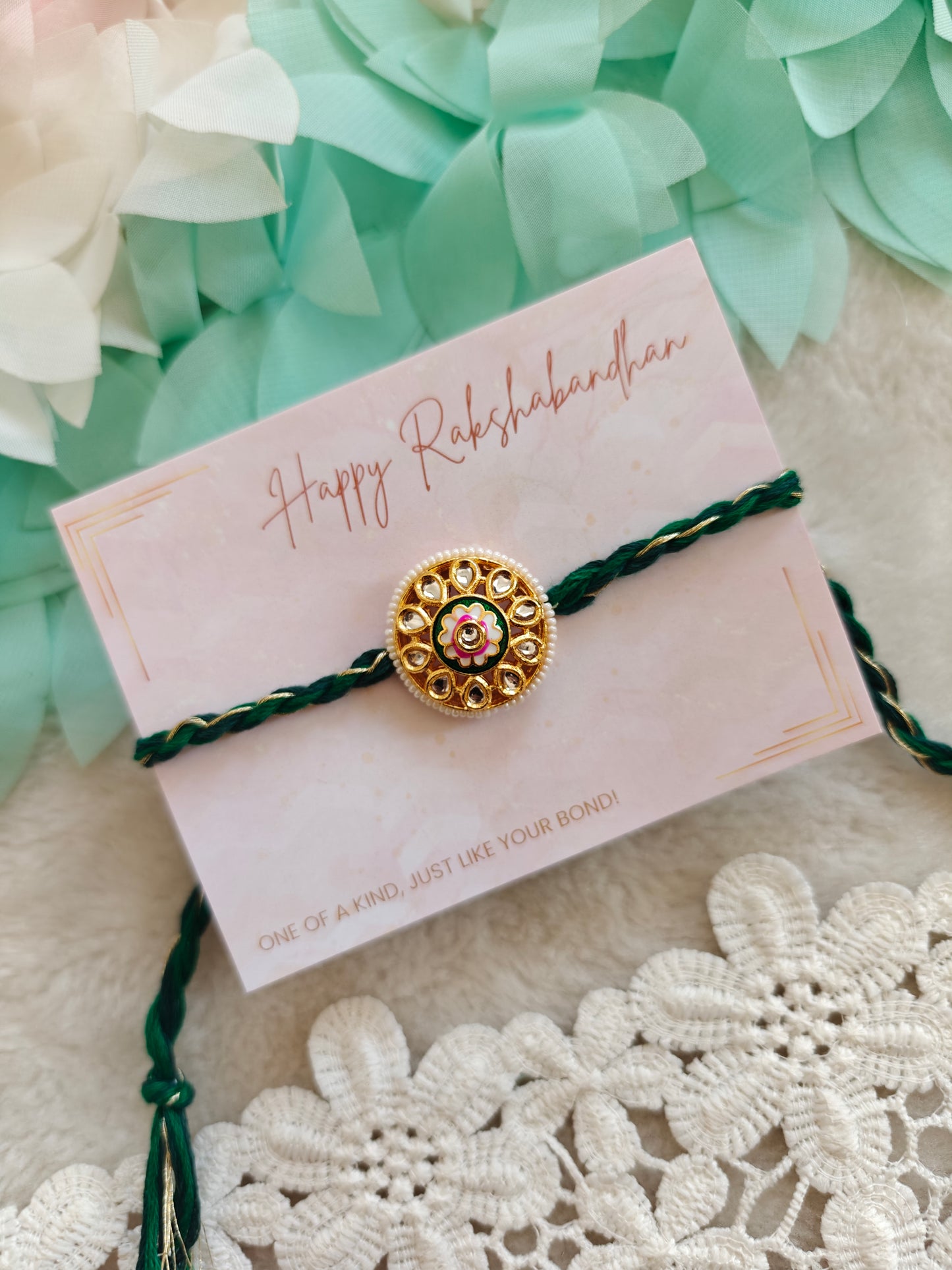 Floral Halo Kundan Rakhi