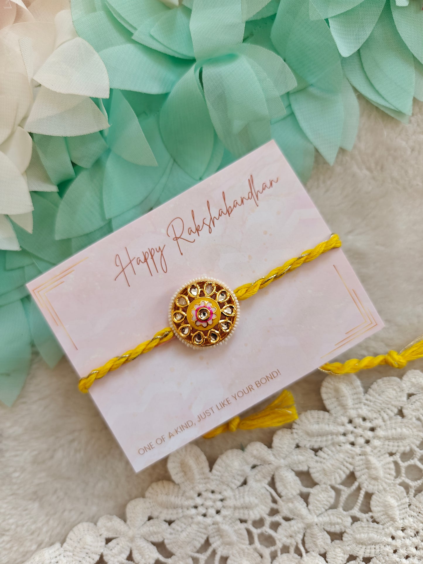 Floral Halo Kundan Rakhi