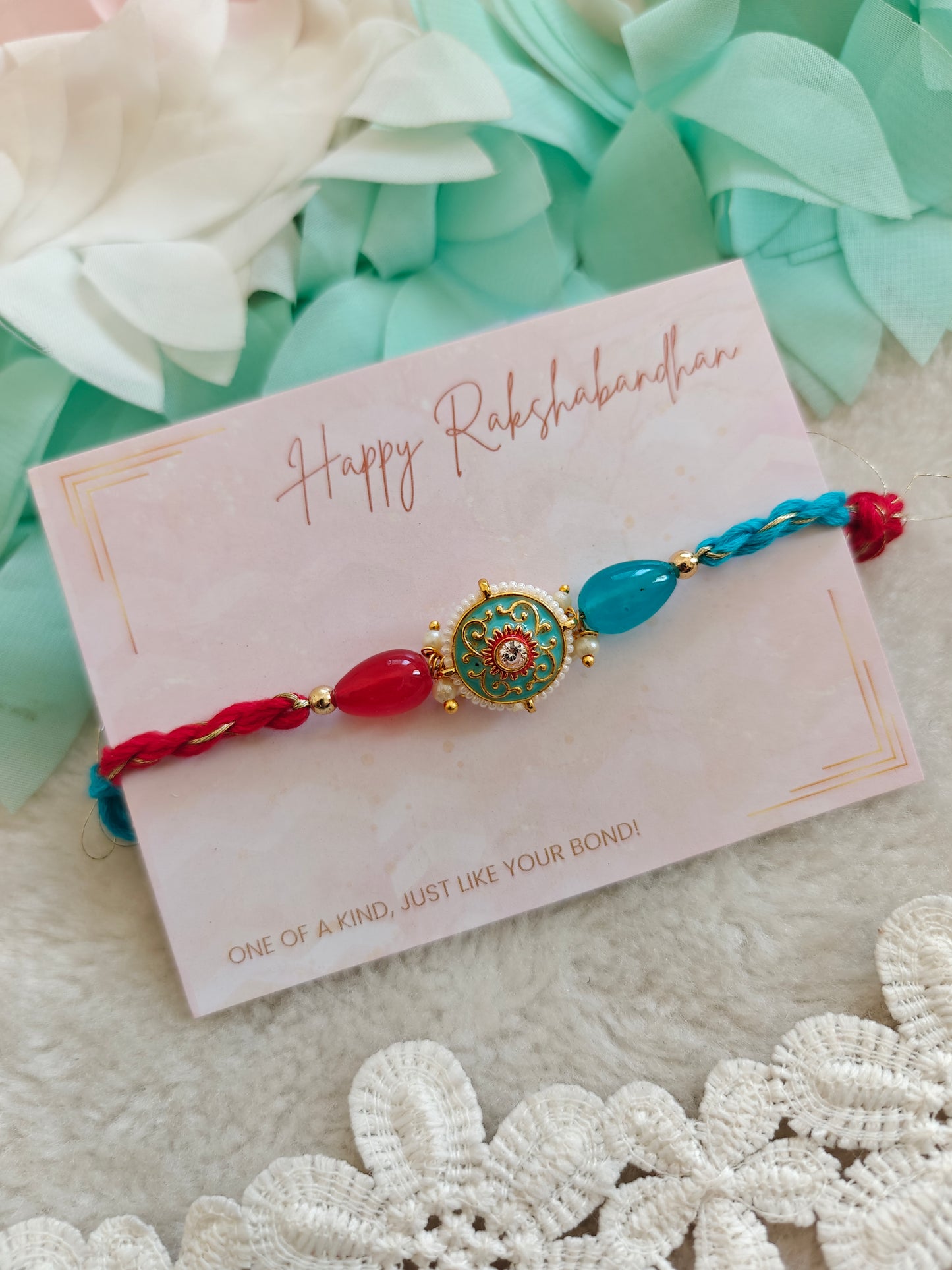 Pastel Kundan Rakhi