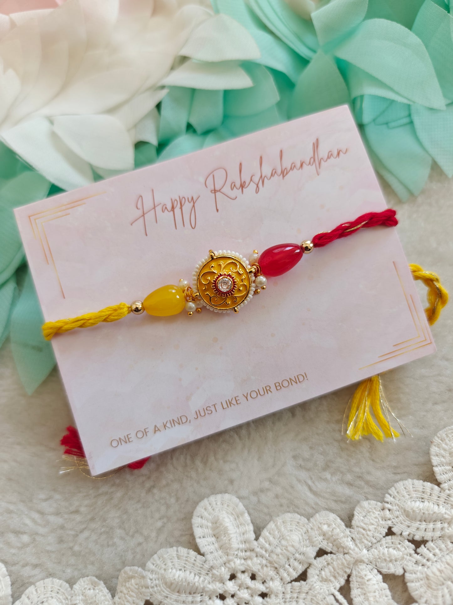 Pastel Kundan Rakhi