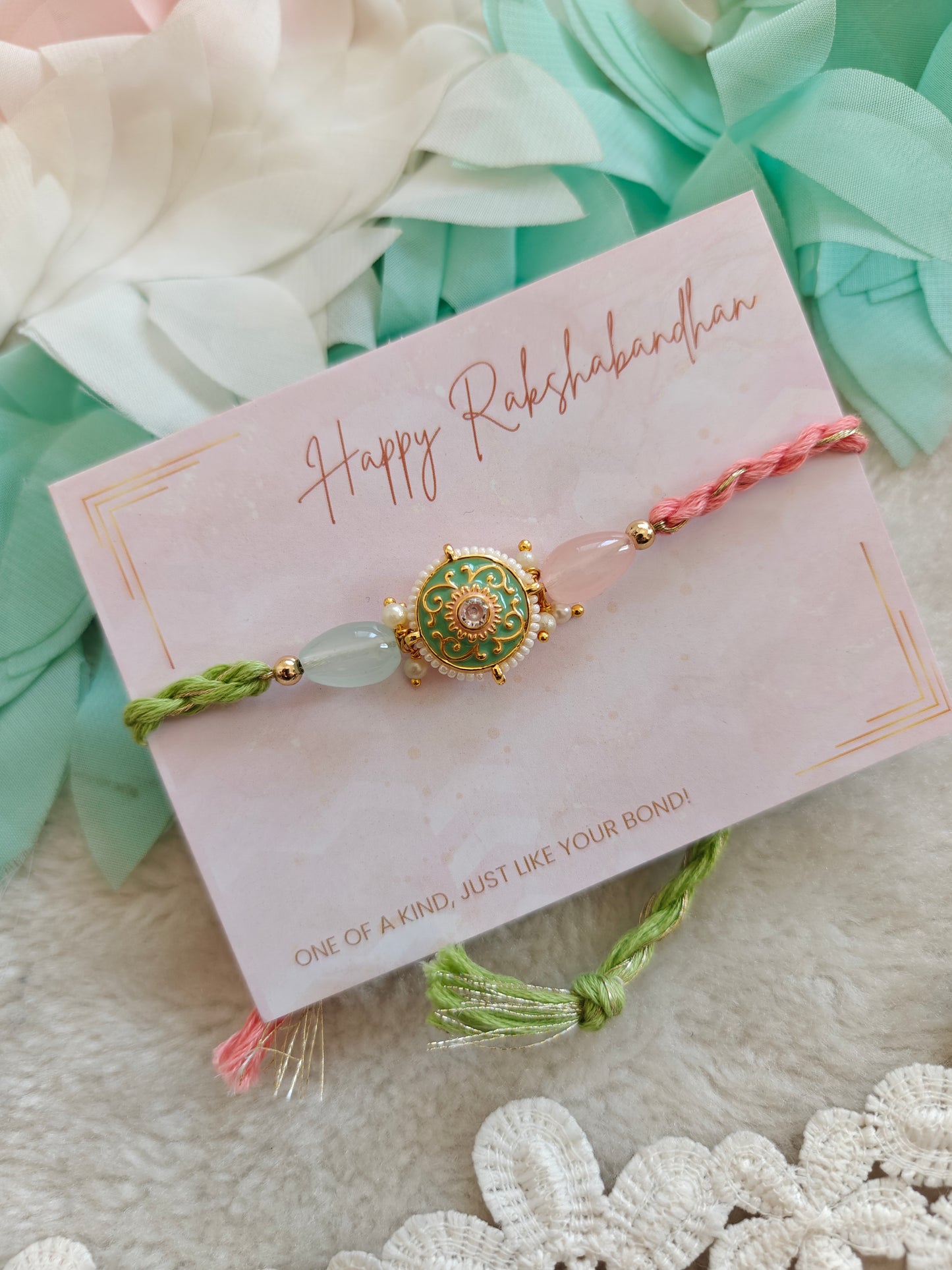 Pastel Kundan Rakhi