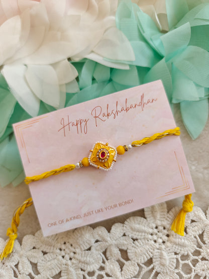 Floral Square Kundan Rakhi