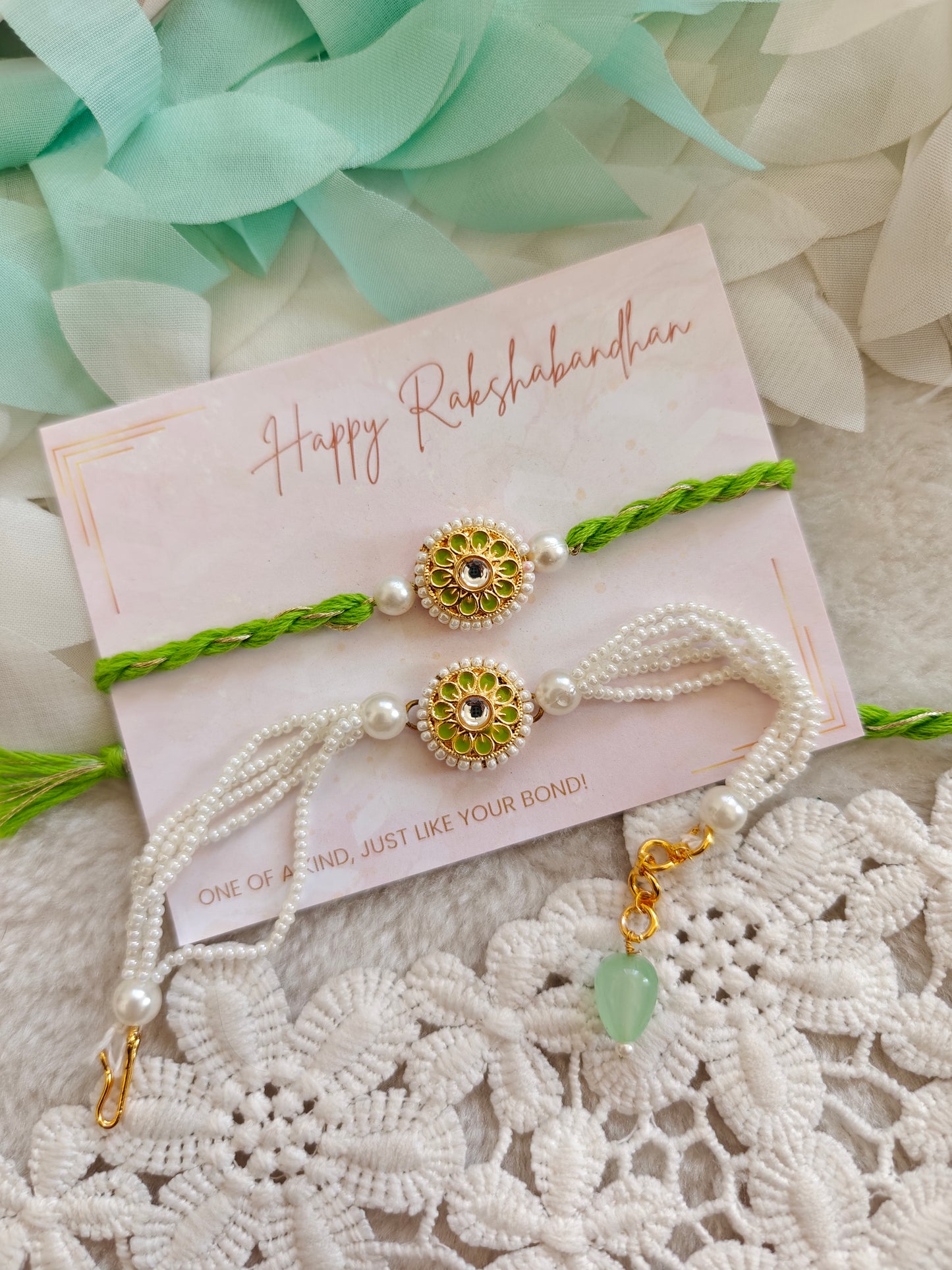 Kundan Medallion Rakhi and Bracelet Set