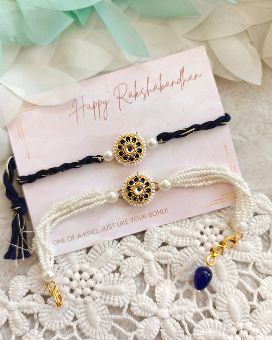 Kundan Medallion Rakhi and Bracelet Set