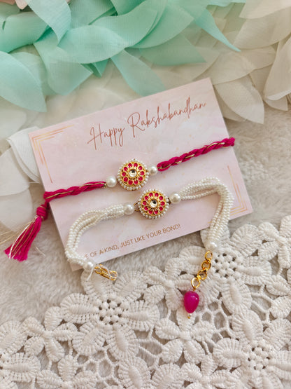 Kundan Medallion Rakhi and Bracelet Set