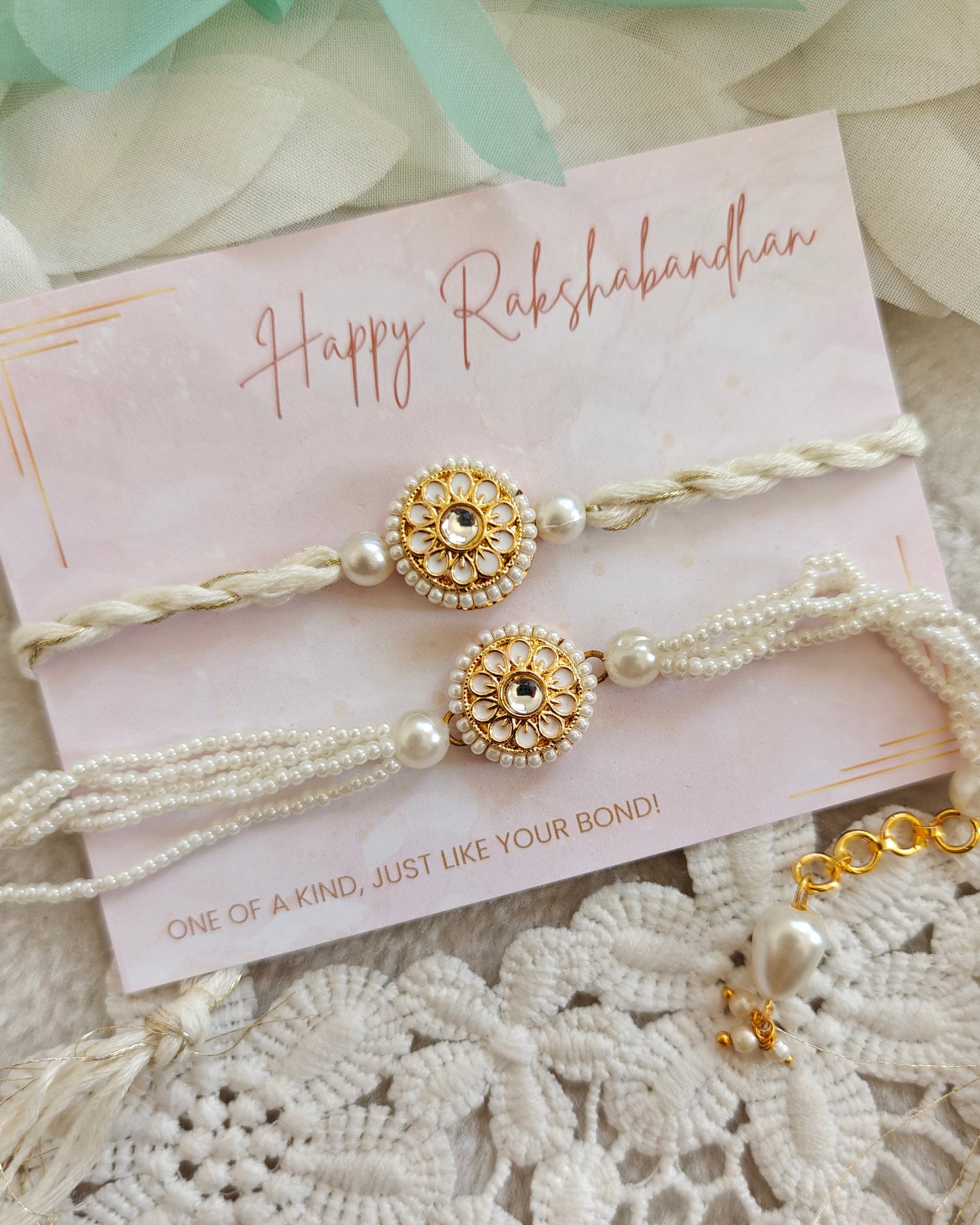 Kundan Medallion Rakhi and Bracelet Set