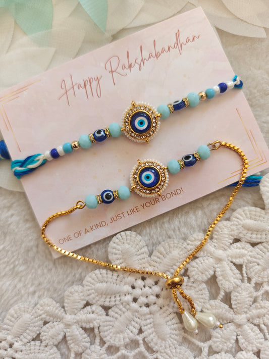 Evil Eye Rakhi Bracelet Set