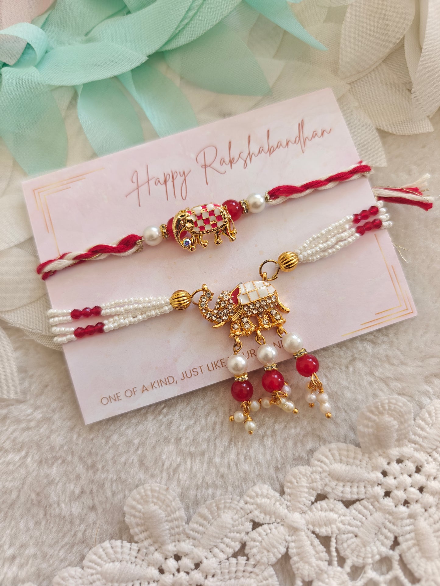 Royal Elephant Rakhi Bracelet Set