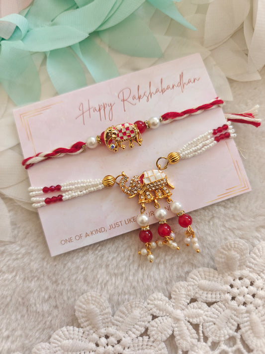 Royal Elephant Rakhi Bracelet Set