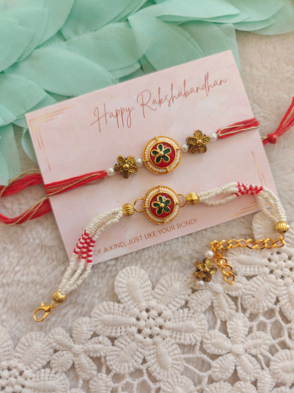 Floral Heritage Rakhi Bracelet Set