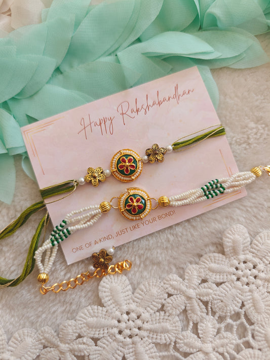Floral Heritage Rakhi Bracelet Set
