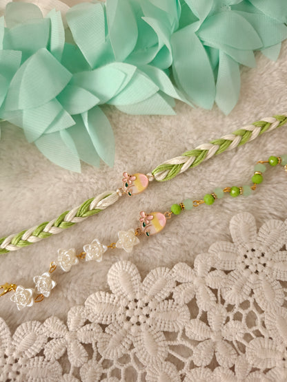 Pastel Butterfly Rakhi and Bracelet Set
