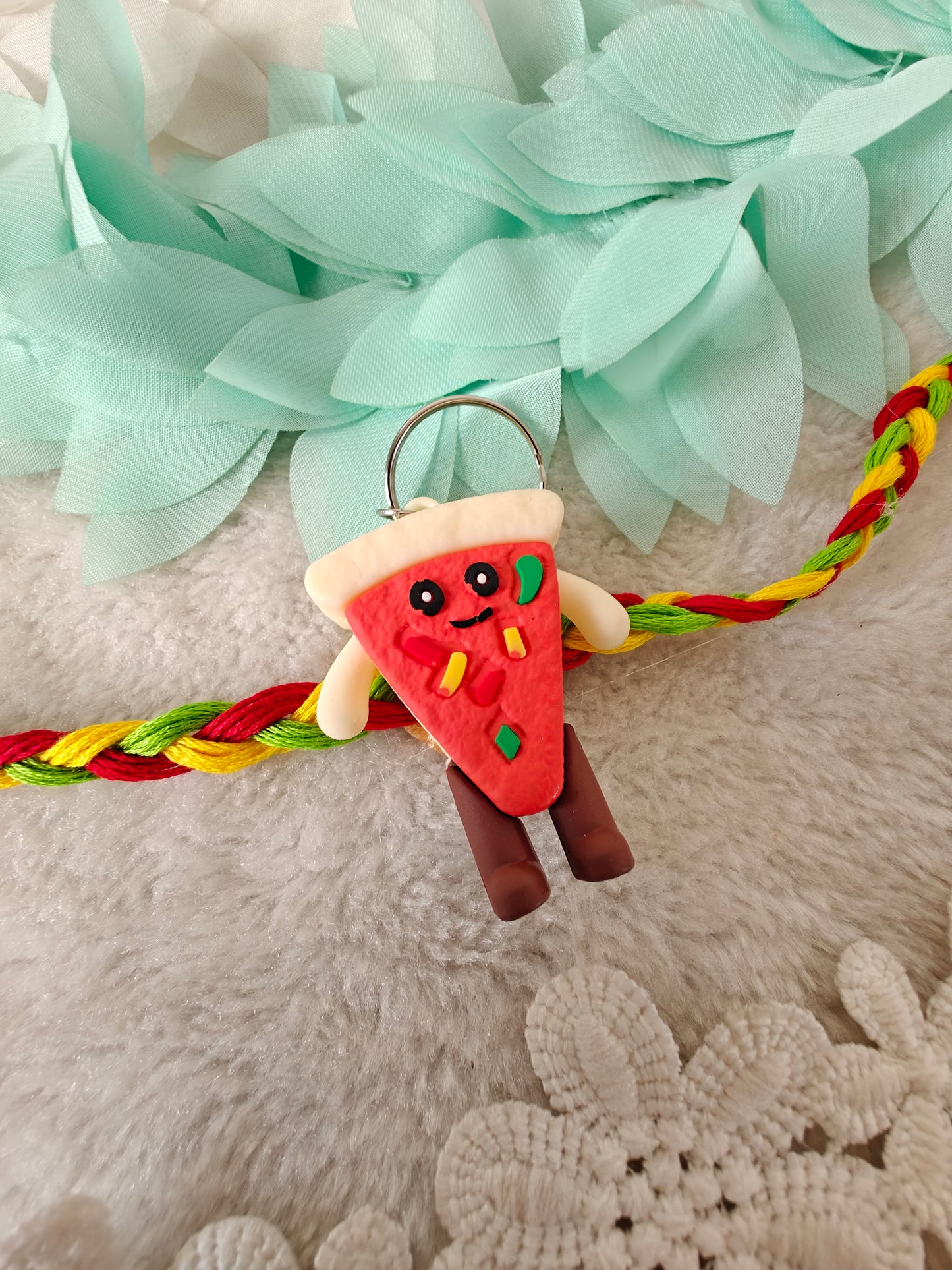 Pizza Buddy Kids Keychain Rakhi