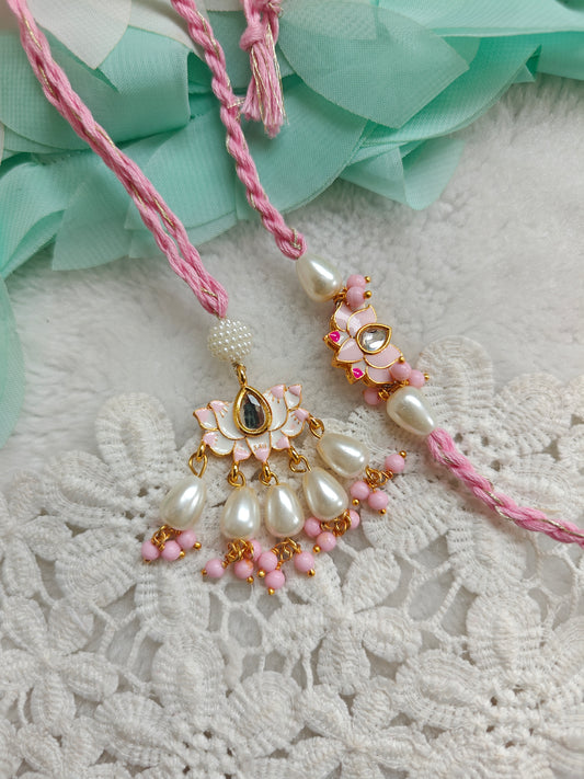 Minimal Lotus Charm Lumba Rakhi Set