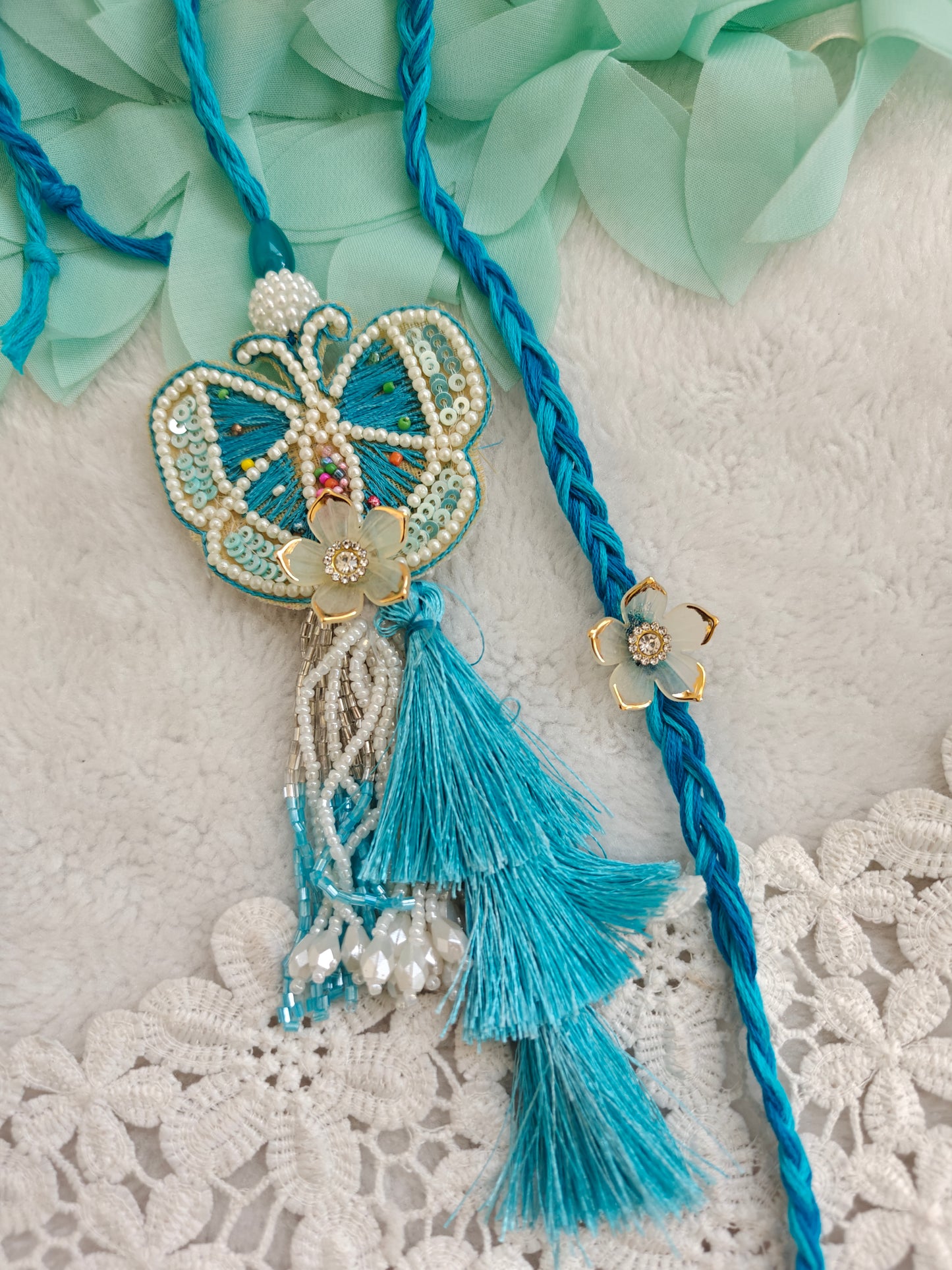 Butterfly Tassel Rakhi Lumba Set