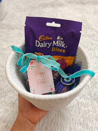 Mini Evil Eye Storage Basket Rakhi Hamper