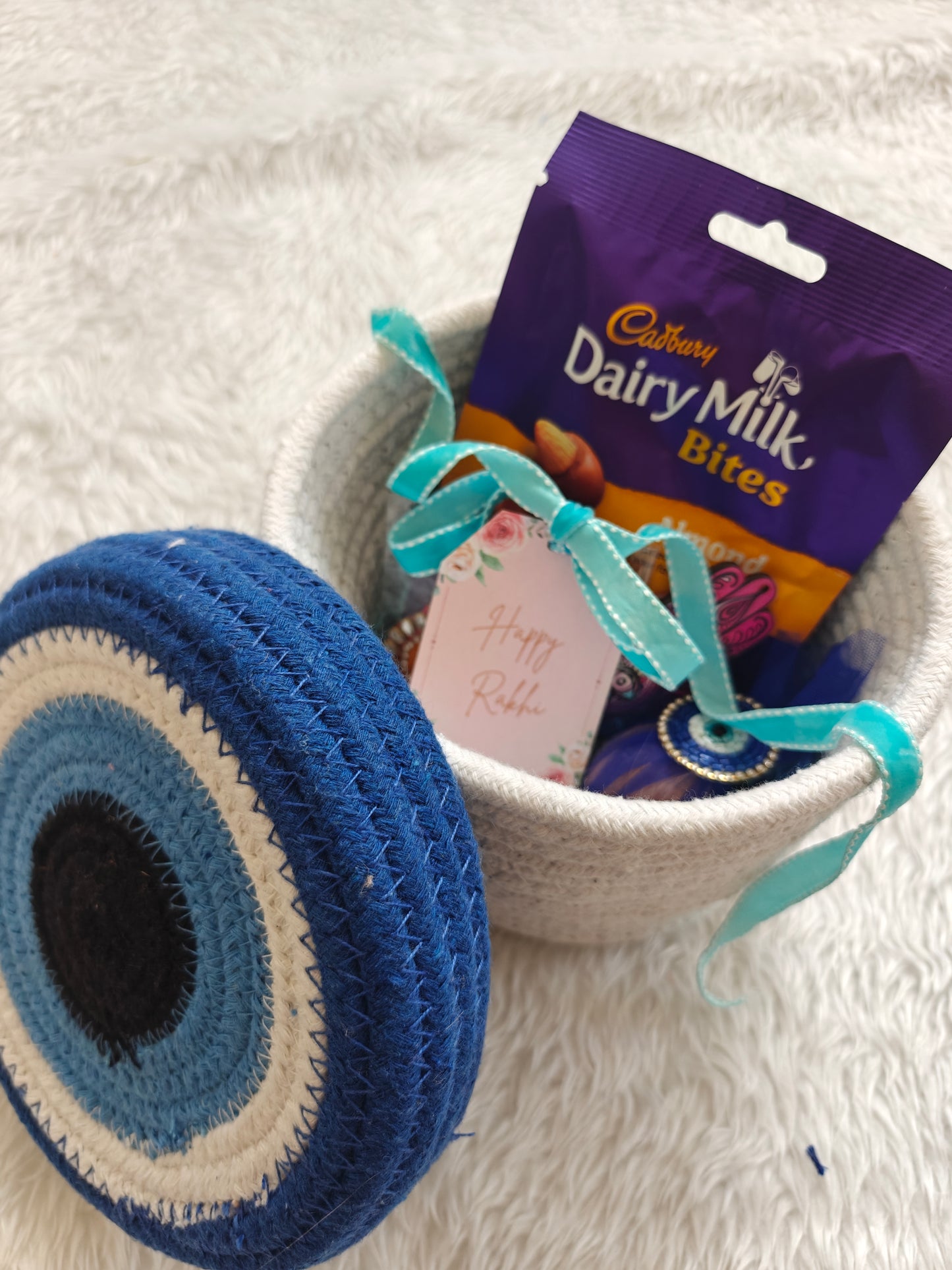 Mini Evil Eye Storage Basket Rakhi Hamper