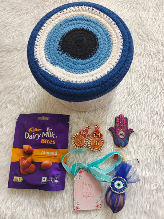 Mini Evil Eye Storage Basket Rakhi Hamper