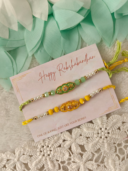 Minimal Kundan Rakhi Set of 2