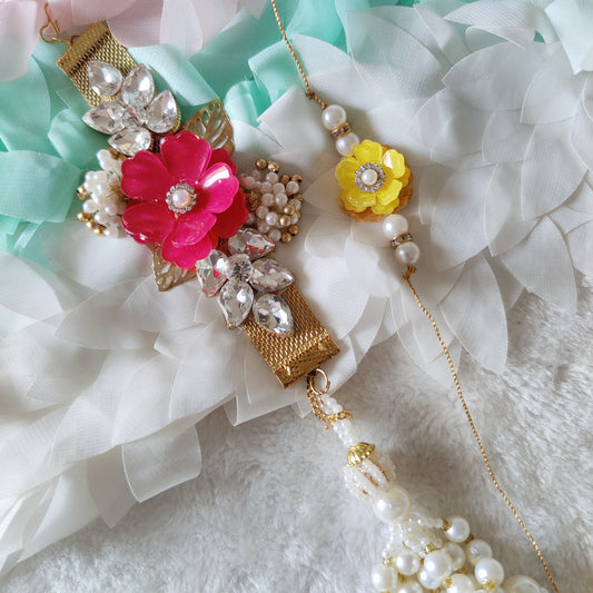 Pastel Bloom Bhaiya Bhabhi Rakhi Set
