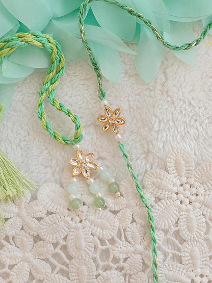Kundan Bloom Rakhi Lumba Set