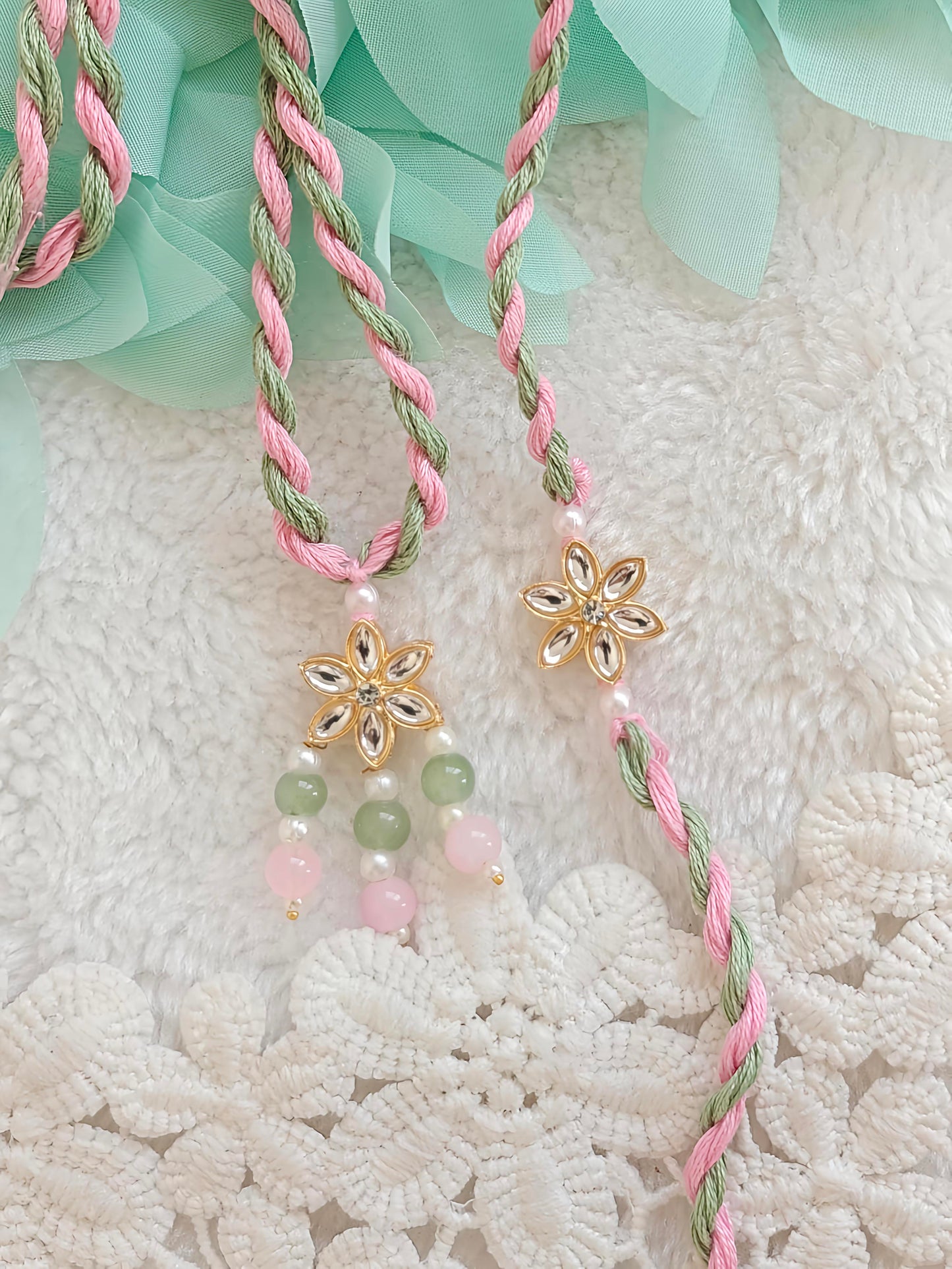 Kundan Bloom Rakhi Lumba Set
