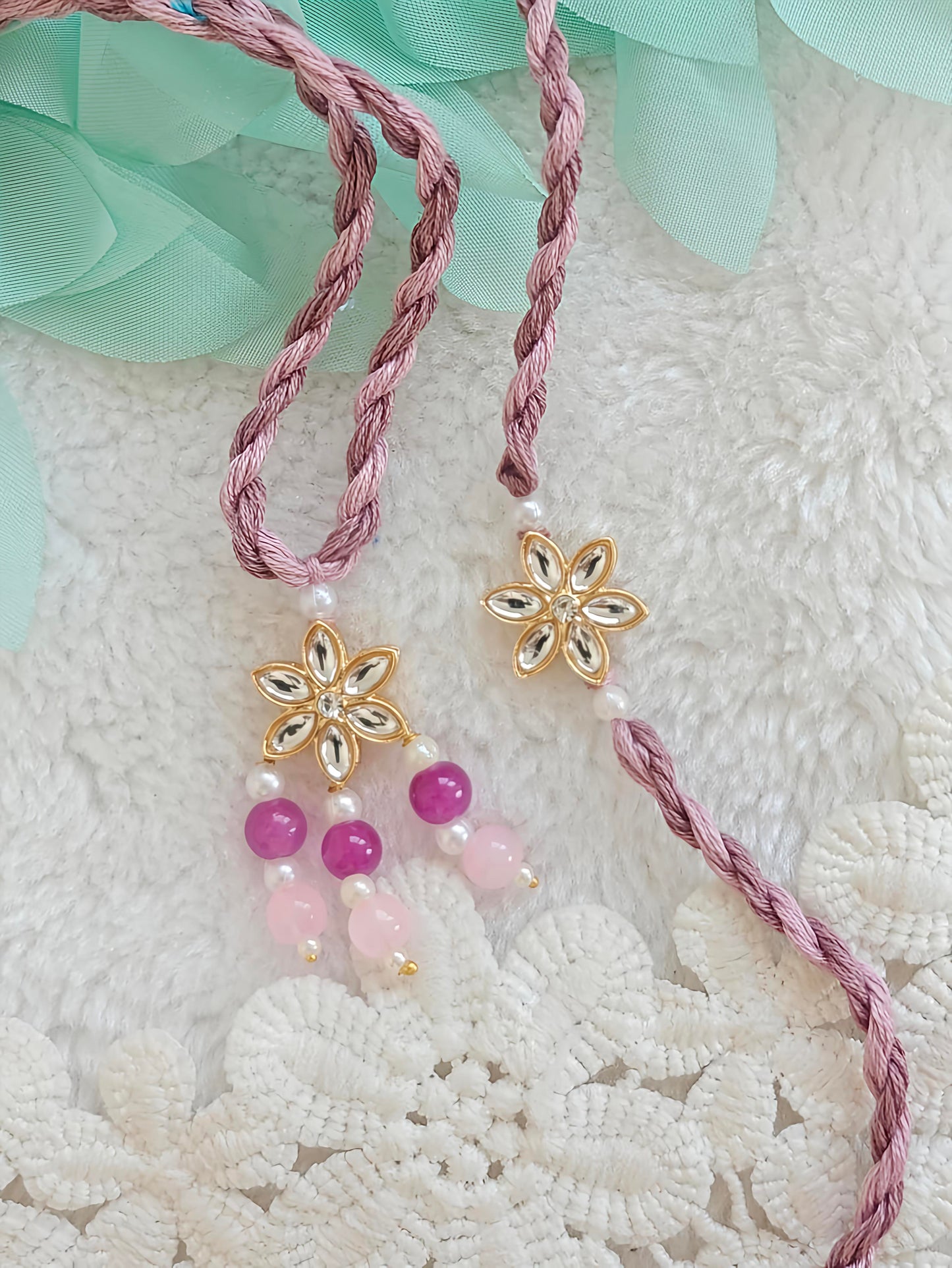 Kundan Bloom Rakhi Lumba Set